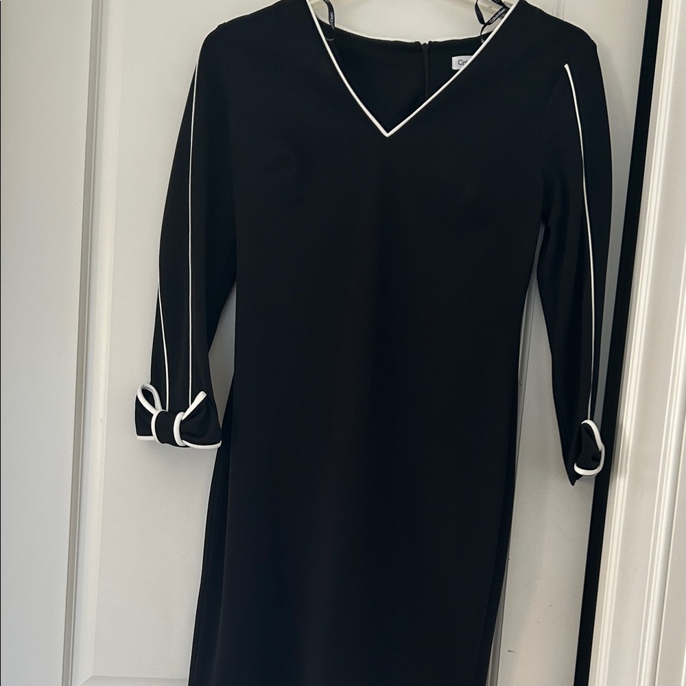 Calvin Klein Collection Black Dress with White Trim